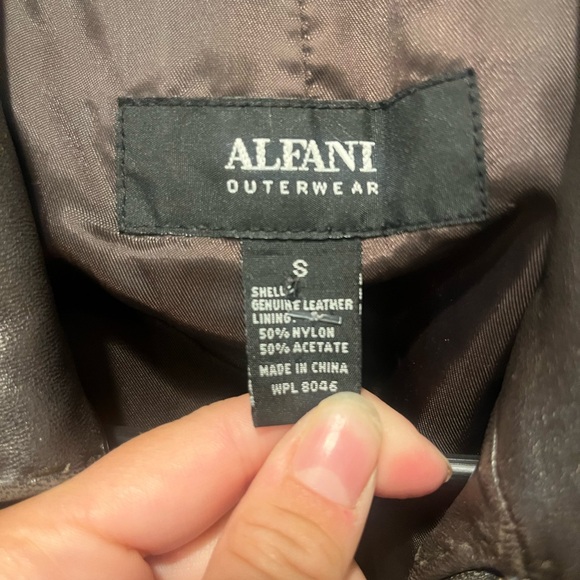 Alfani chocolate brown leather jacket blazer bomber - Picture 2 of 6